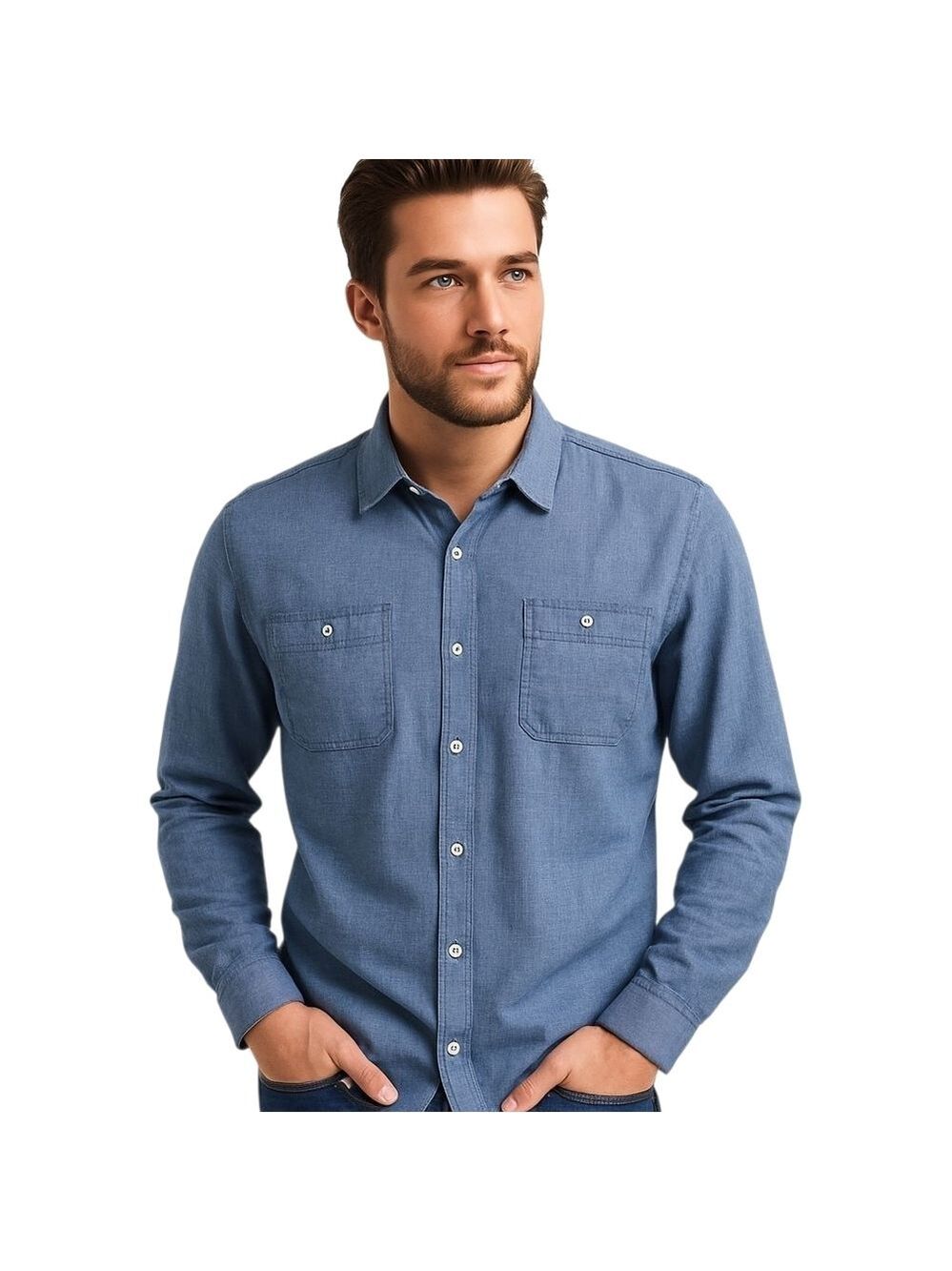 Direction Blue Plaid Collared Long Sleeve Button Down Casual Dress Shirt Size XL
